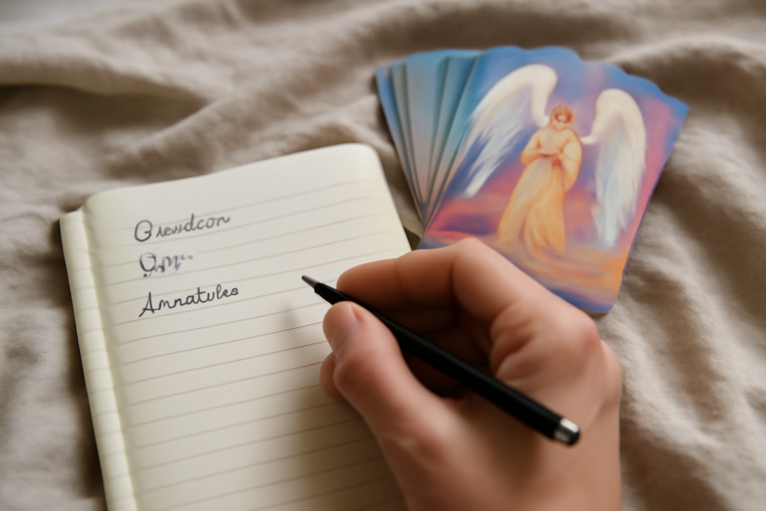 tirage cartes des anges gratuit avec carnet et stylo