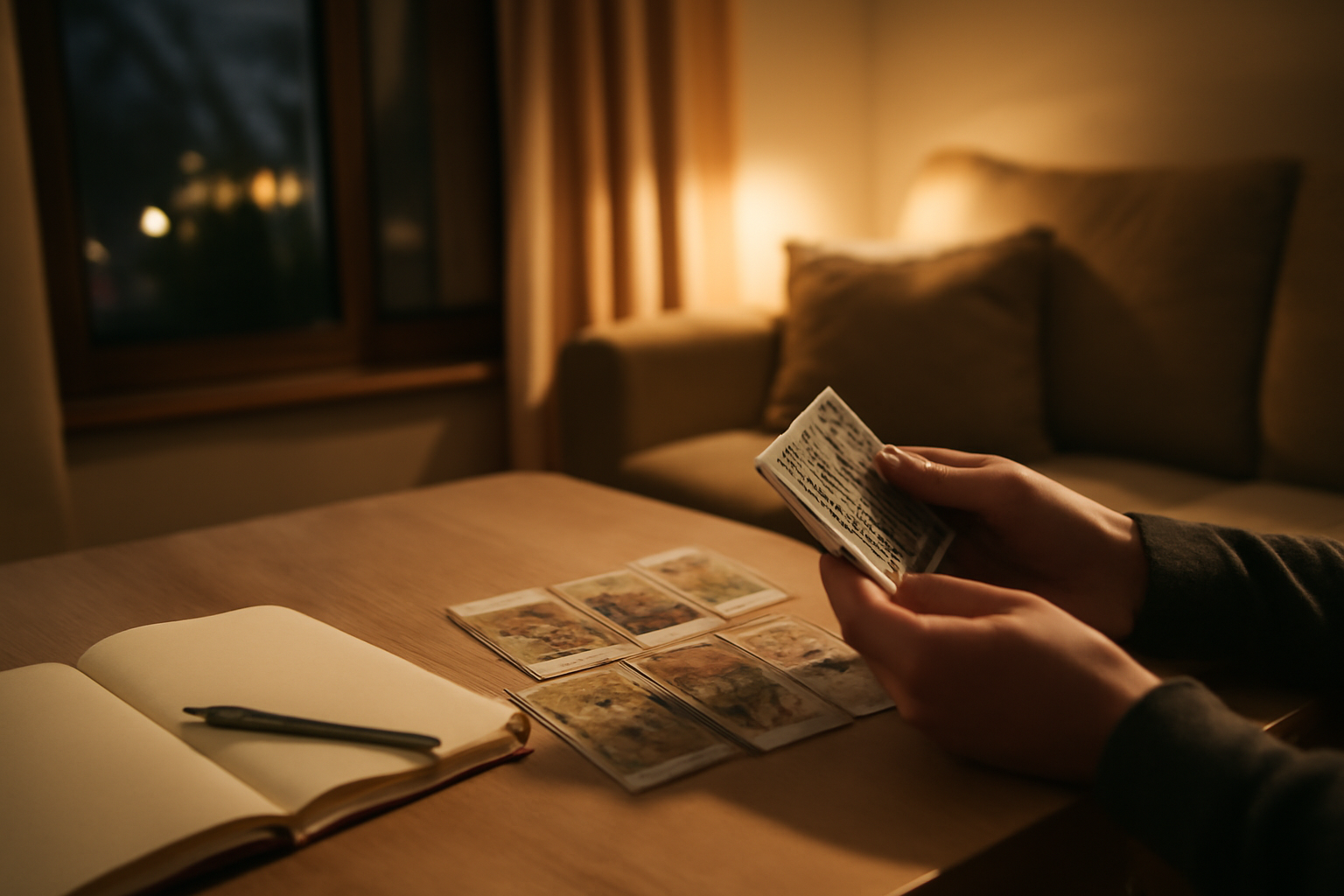 tarot amour tirage gratuit : cartes de tarot posées sur une table lumineuse