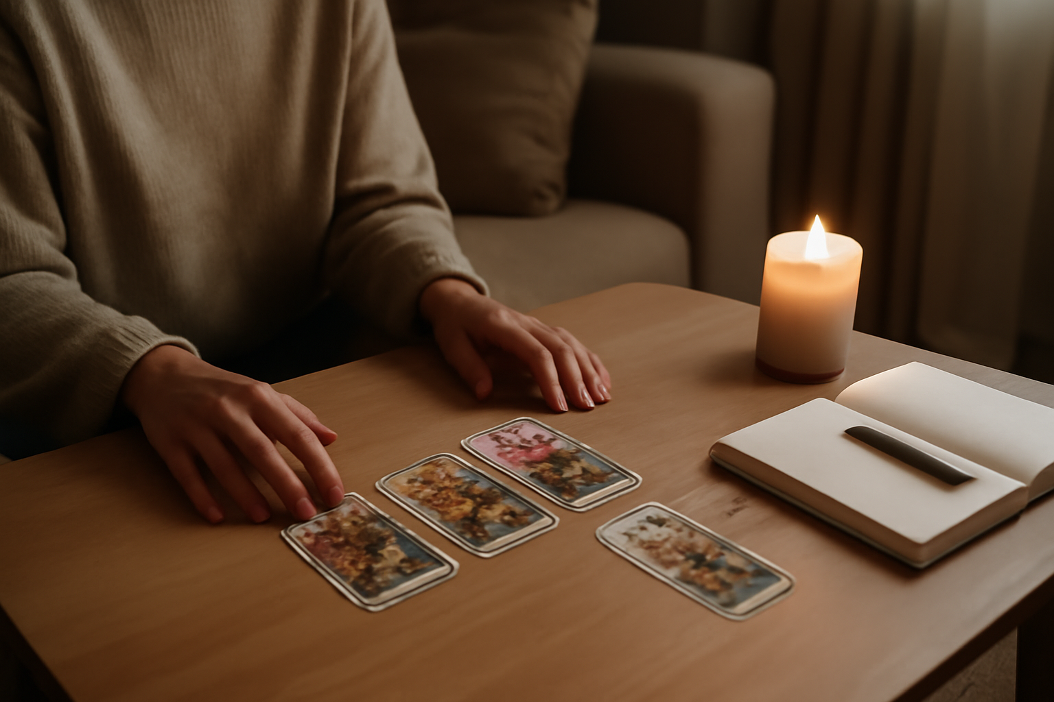 voyance gratuite en ligne tarot cartes sur table lumière douce