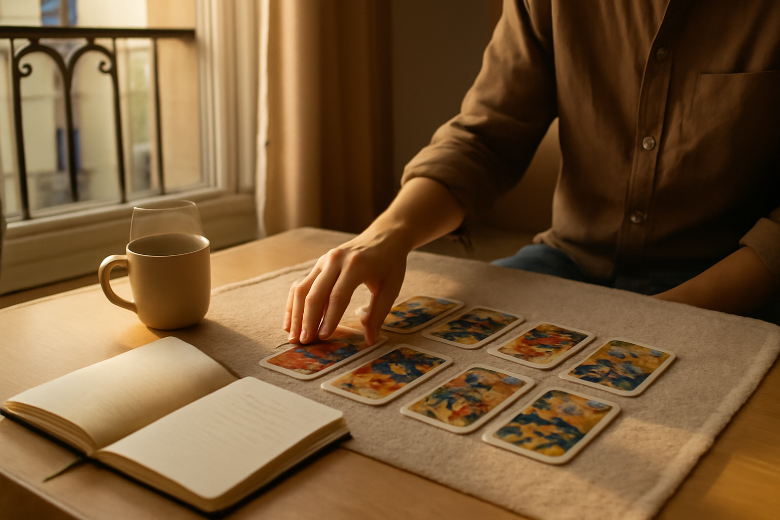 tarot persan amour gratuit tirage de cartes sur table bois lumière chaude