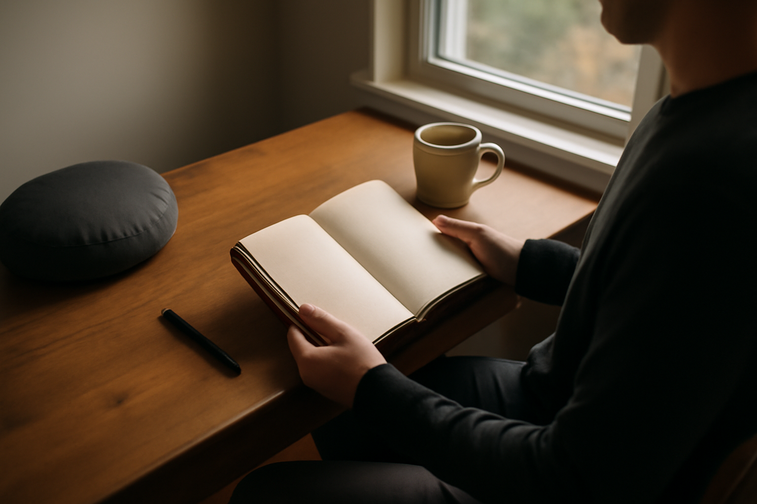 mémoire karmique : journal et respiration dans un lieu calme