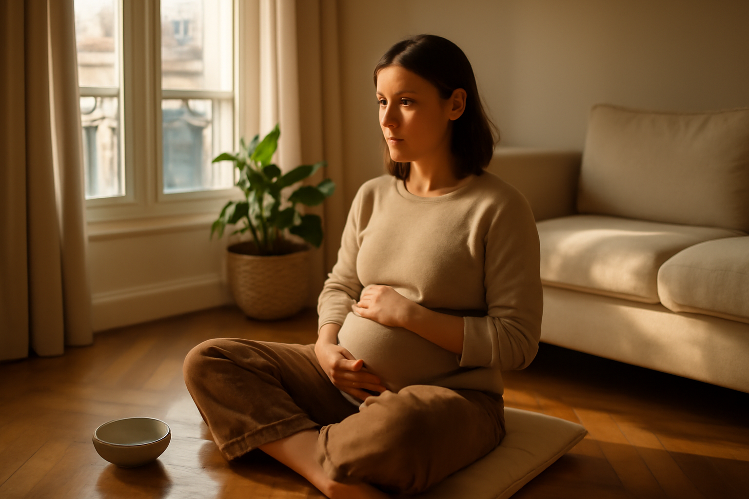 Paix intérieure : respiration lente et ancrage sensoriel dans un espace calme