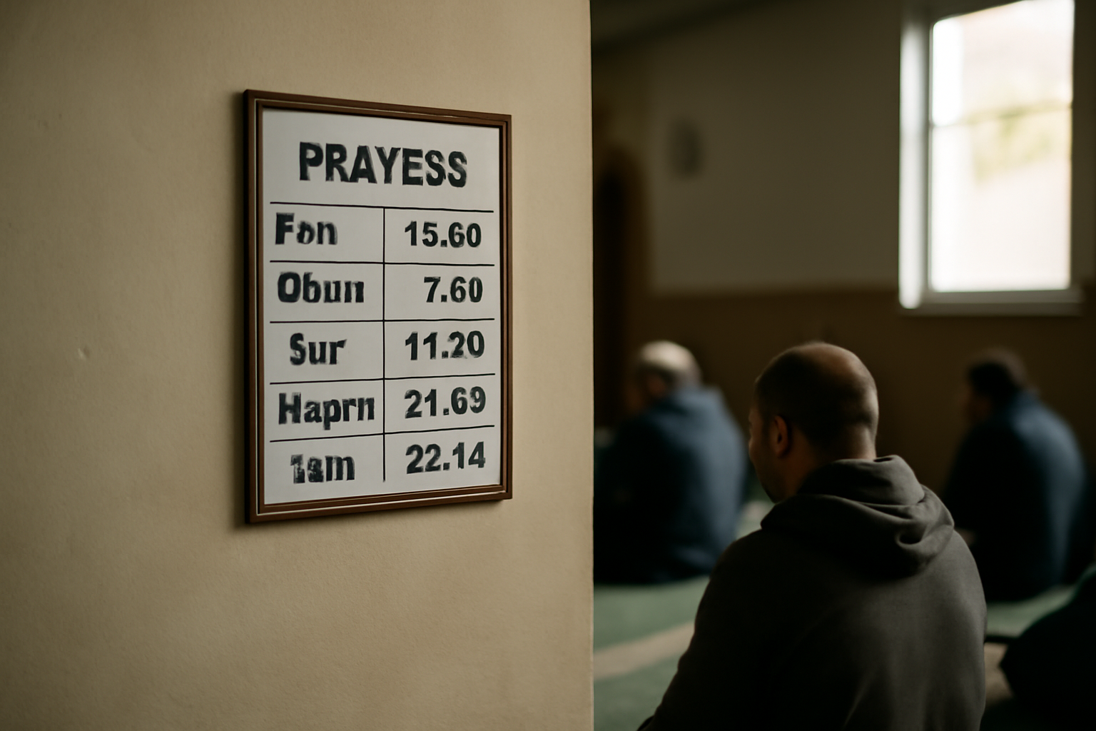 Heure de prière louvroil : affichage des horaires dans une mosquée à Louvroil