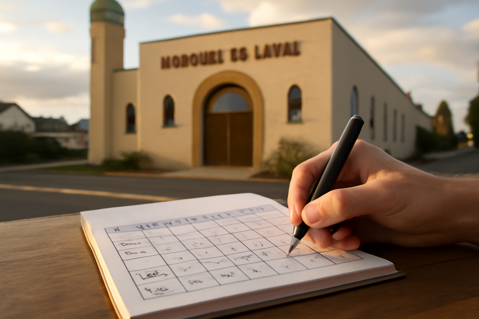 horaire priere laval sur un calendrier près d’une mosquée à Laval (53000)