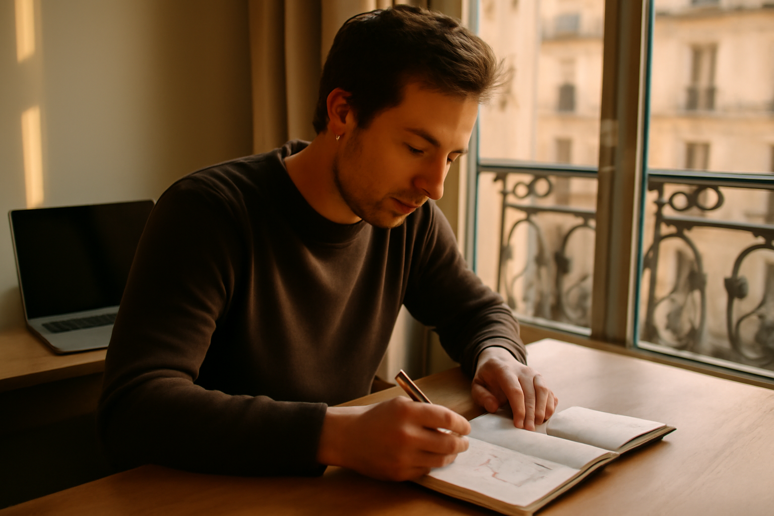 personne hpi observant des schémas de réflexion sur une table, lumière naturelle