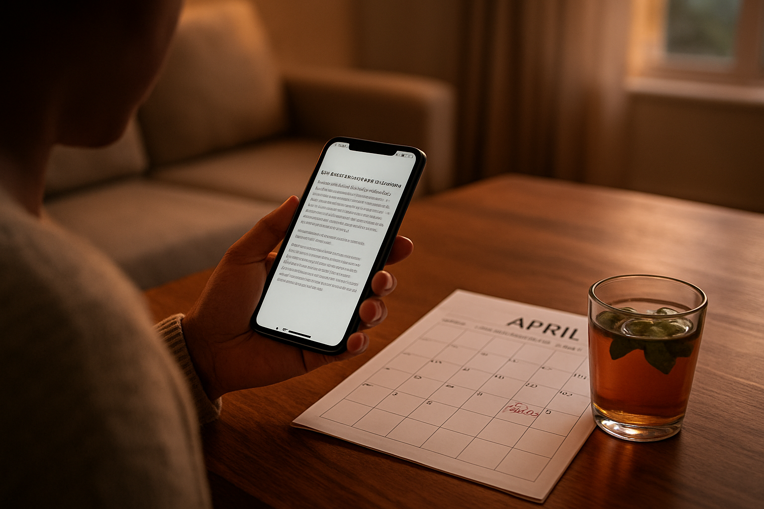 communiqué officiel sur un téléphone et calendrier préparé pour la Korité 2025
